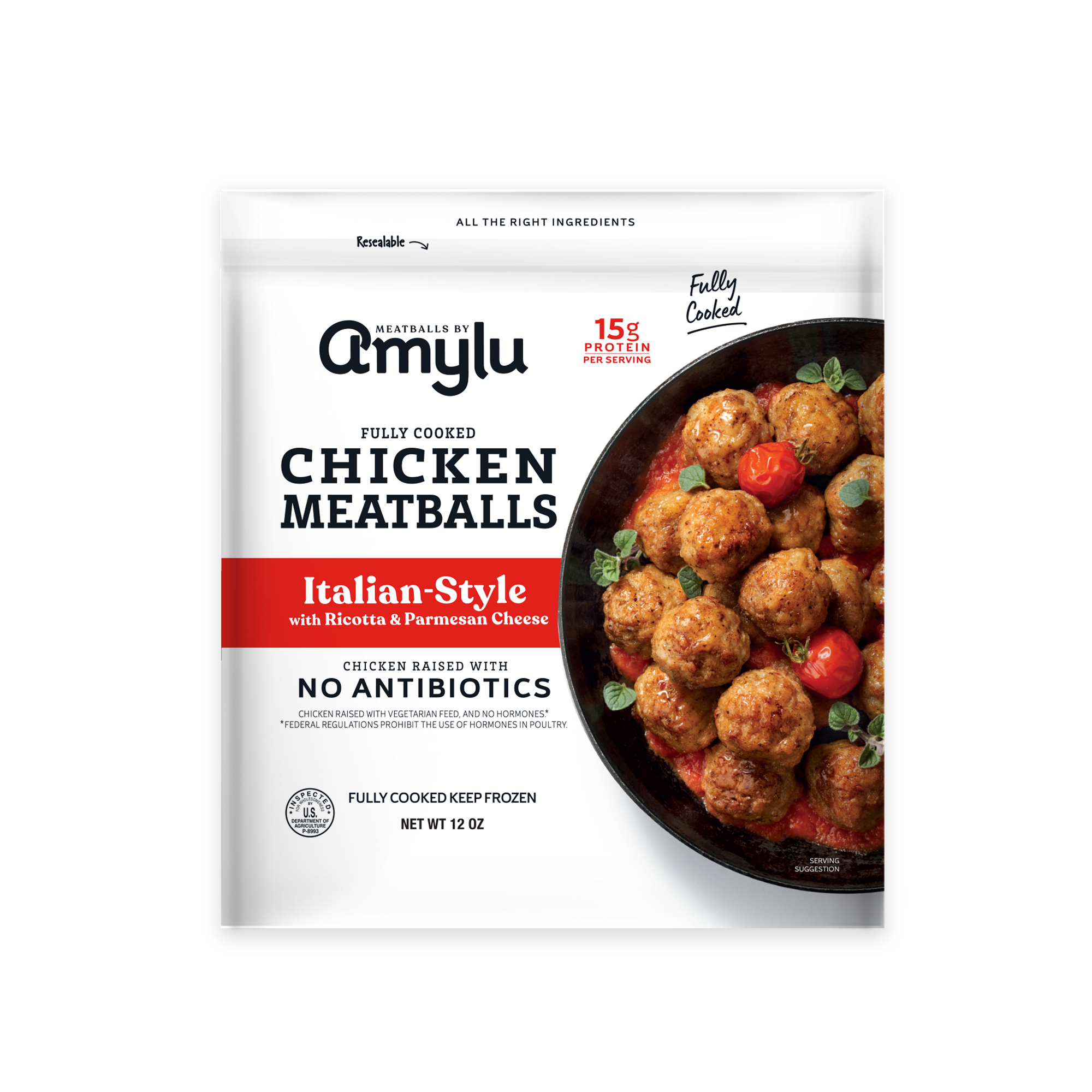 Italian-Style with Ricotta & Parmesan Cheese Chicken Meatballs